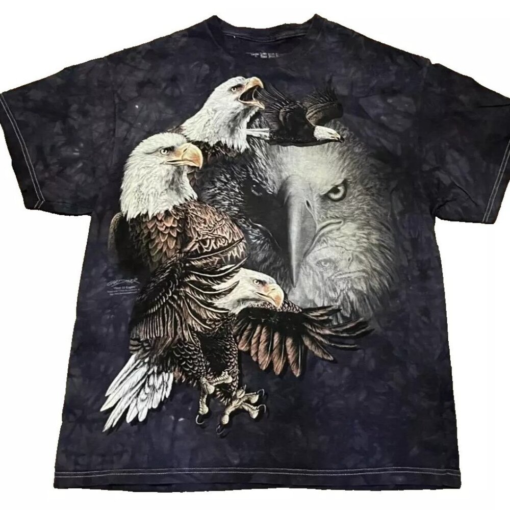 Bald Eagle Tie Dye T-Shirt XL Black/Gray 100% Cotton – 3D Tees